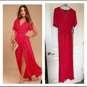 LuLus Much Obliged Wrap Maxi Dress NWT
